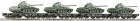 37584 Roco Set of 4 heavy duty flat cars loaded with T55 tanks of East German Army (NVA)